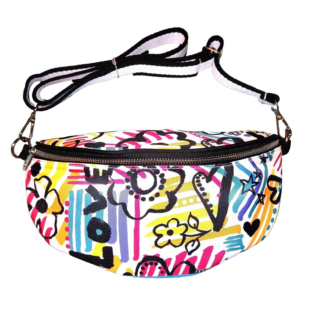 Brighton Graffiti Love Crossbody Belt Bag Women Fanny Pack Artsy Purse Hippie